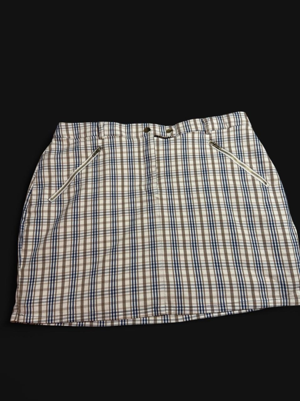 Forever 21 Plaid Mini Skirt in Cream, Navy & Tan